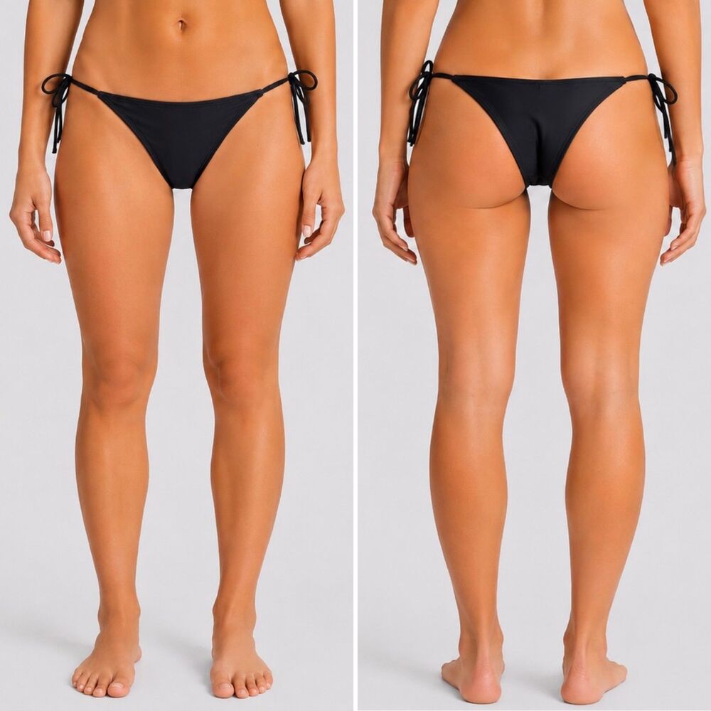 New Black Tie Sides Swim Bottom M